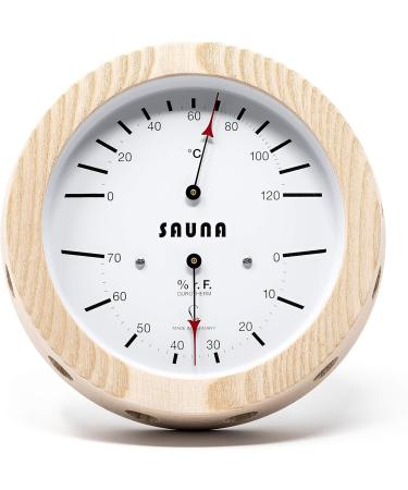 Fischer 5076.00 LUFFT Sauna Climate Meter - 155mm Hair Hygrometer & Bimetal Thermometer - Premium Ash Made in Germany - Buy Online on GoSupps.com