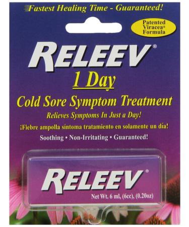 Releev 1 Day Cold Sore Treatment 6ML 0.2 Fl Oz (Pack of 1)