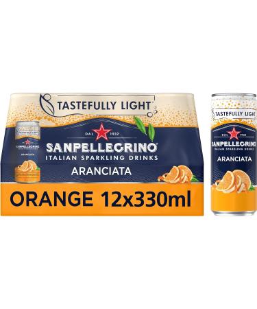 San Pellegrino Italian Tastefully Light Sparkling Orange Canned Soft Drink 12 x 330ml | 64k Cals per Can & San Pellegrino Sparkling Natural Mineral Water 6x1L - Buy Online on GoSupps.com