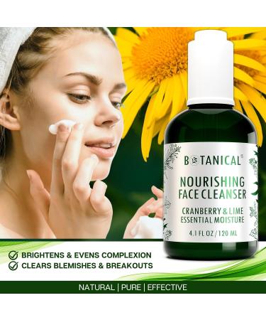 Botanical Nourishing Face Cleanser | Brightening Cranberry & Lime | Organic Natural Skincare 4.1 fl oz - Buy Online on GoSupps.com