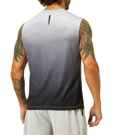 EZRUN Men's Quick Dry Muscle Swim Shirt Sleeveless Workout Tank Top - X-Large Grey Gradient - Buy Online on GoSupps.com