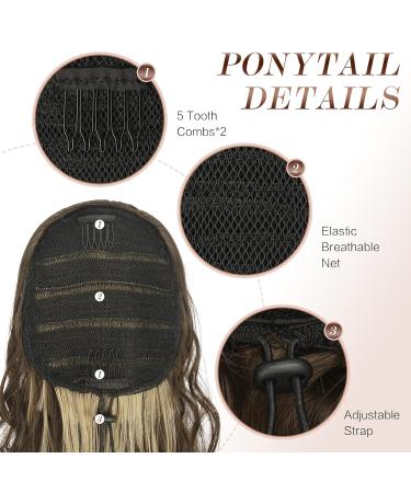 65 cm Fine Long Braid Ponytail Extension - Wavy Curly Chestnut Brown & Ash Blonde - Natural Clip-In Art Hair - Buy Online on GoSupps.com