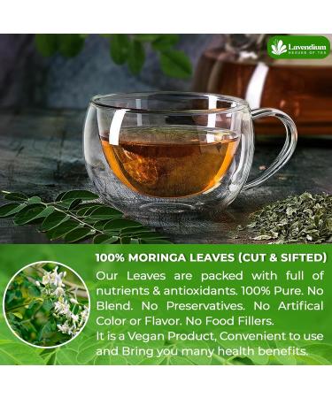 Lavendium Permium 120g (4.23oz) Natural Moringa Dried Leaves 100% Natural & Pure Moringa Leaves Moringa Loose Leaf Herbal Tea No Additives No Caffeine Vegan - Buy Online on GoSupps.com