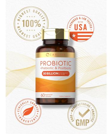 Carlyle Probiotic for Women and Men | 50 Billion CFU | 60 Capsules | Plus Prebiotic and Postbiotic | Complex Supplement | Vegetarian Non-GMO and Gluten Free - Buy Online on GoSupps.com