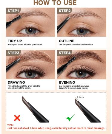 Eyebrow Pencil-2Pcs Dark Brown Retractable Eye Brow Pencil with Brow Brush Long-Lasting Waterproof Eyebrow Pencil Eyebrow Tint Pen for Fill & Sculpt Brow Create Natural Eye Brow Makeup for Women-01 2pcs 01#dark Brown - Buy Online on GoSupps.com