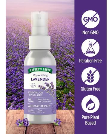 Nature's Truth Lavender Essential Oil Spray | 2.4 fl oz | Room Aroma Mist Topical Use & Yoga - Buy Online on GoSupps.com