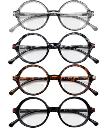 Eyekepper 4-Pack Bifocal Reading Glasses for Women - Small Lens Round Bi-focal Readers (Clear Lens Mixed Colors 3.0x) - International Shipping Available - Buy Online on GoSupps.com
