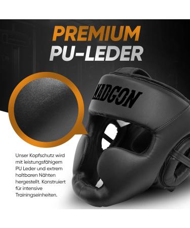 Madgon Premium Head Protection Helmet | Best for MMA Boxing Kickboxing & Sparring | L Black/Black | Maximum Safety & Perfect View - Buy Online on GoSupps.com