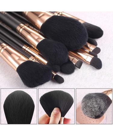 OMANIAC 12Pcs Makeup Brushes Set - Professional, Comfortable & Easy to Use for Eyeshadow, Blush, Powder, Foundation - Rose Gold & Black with Holder - Buy Online on GoSupps.com