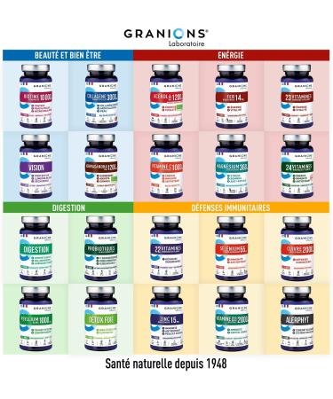 GRANIONS: Immunity and energy SELENIUM 55 g-100% of recommended intake- Optimal bioavailability-IMMUNITY AND ANTI OXIDANT-Suitable for pregnant women- 60 capsules-1 vial 2 months-Made in France - Buy Online on GoSupps.com