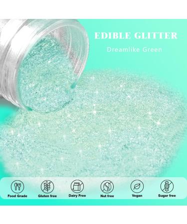 Edible Glitter Shimmer for Drinks -20g Edible Iridescent Rainbow Food Coloring Edible Metallic Powder Luster Dust for Cocktails Champagne Beverages DIY Cake - Green - Buy Online on GoSupps.com