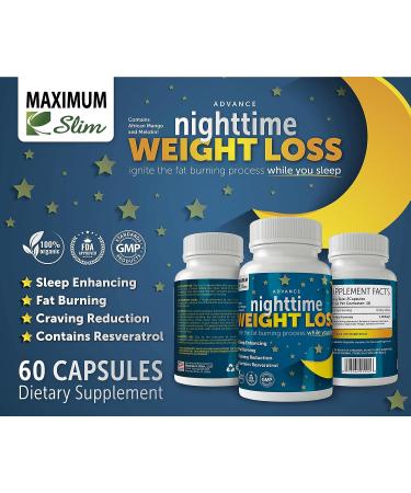 Maximum Slim Advanced Nighttime Weight Loss with African Mango, Green Tea & Resveratrol - Lose Weight While Sleeping - Buy Online on GoSupps.com
