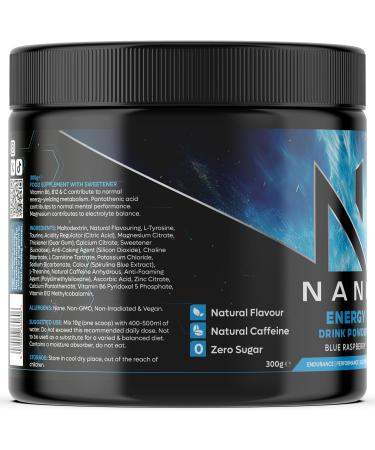 Nano Gaming Energy Drink Powder Blue Raspberry 300g Zero Sugar Focus Nootropic Stack Vegan 30 Servings - Buy Online on GoSupps.com