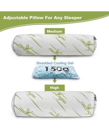 Blue Shredded Foam Neck Roll Pillow for Sleeping & Support - Breathable Cylinder Cushion - Comfortable Cervical Pillow with Washable Cover - Includes Bonus Bamboo Cover & 150g Foam Bag - Buy Online on GoSupps.com