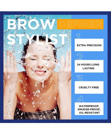 Fast & Waterproof Eyebrow Pencil - Dual Ended Brow Kit for Natural Looking, Korean Makeup - Retractable Fine Point, Light Brown - Buy Online on GoSupps.com