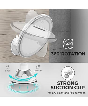 Vimdiff 10X Magnifying Mirror with Touch Control LED Lights - 360 Rotating Arm & Locking Suction Cup - Bathroom Vanity & Travel Makeup Mirror (White) - Buy Online on GoSupps.com