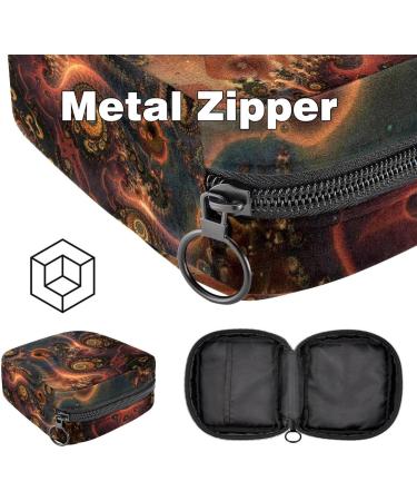 Fractal Print Menstrual Pad Bag with Zipper | Stylish Ladies Napkin & Tampons Pouch for Women & Girls | International Shipping Available - Buy Online on GoSupps.com