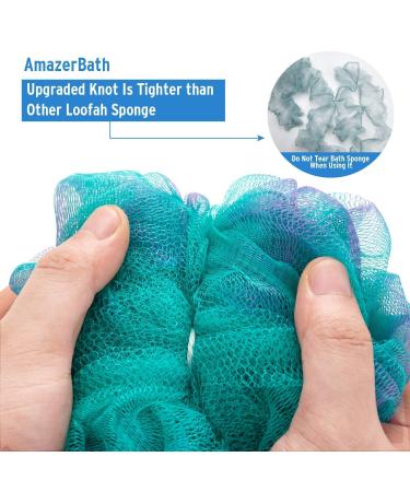 AmazerBath Long Handle Shower Sponge Loofah Back Scrubber with Waterproof Shower Cap for Women - Buy Online on GoSupps.com