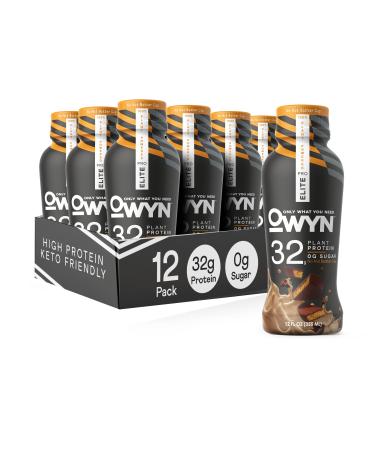 OWYN Only What You Need Pro Elite Vegan High Protein Keto Shake 32g Protein 12 Fl Oz (Pack of 12) and Pro Elite Vegan Plant-Based High Protein Keto Shake No Nut Butter Cup 32g Protein (Packaging May Vary)