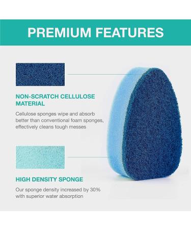 Non-Scratch Dishwand Refill with Handle - 6 Heavy Duty Refills & Replacement Sponge Heads Set - Soap Control Scrubbers for Dishwashing - Blue - Buy Online on GoSupps.com