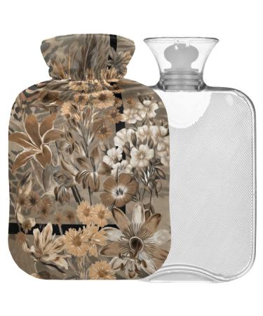 NAANLE hot hot water bottle with cover flower leopard print transparent hot water bottle heat bottle for back pain relief handfoot warmer neck warmth and cold therapy 2l