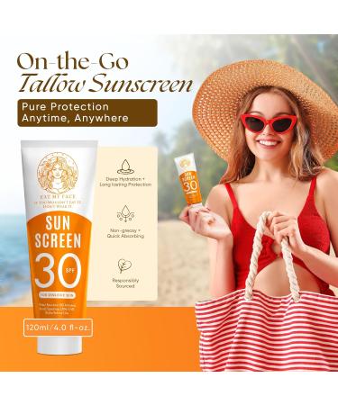 Eat My Face Sunscreen Bundle Tinted SPF 30 for Sensitive Skin + Organic Beef Tallow SPF 30 Non-Nano Zinc Reef Safe Water-Resistant Natural Sunblock for Face & Body Travel Size - Buy Online on GoSupps.com