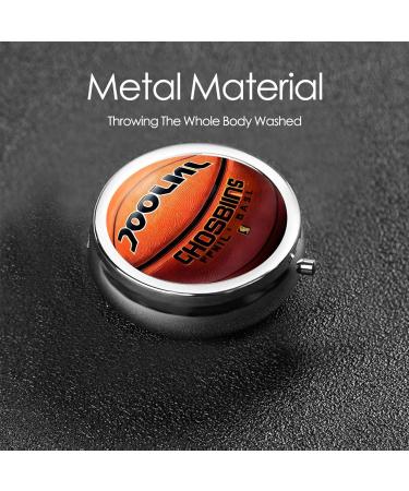 Basketball Background Round Pill Box - 3 Compartment Portable Organizer for Travel & Purse - Buy Online on GoSupps.com