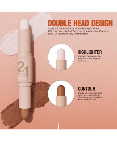New 2 Colors Professional Makeup Wonder Stick Cream Contour Stick Face Shaping & Contouring Stick Double-Ended Contour Stick for Face Modification And Brightening (04#) - Buy Online on GoSupps.com