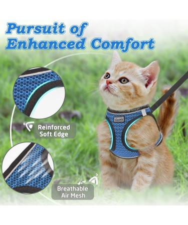 Escape Proof Cat Harness & Lead - Adjustable Reflective Kitten Vest for Outdoor Walking - Comfortable & Easy to Control - Blue XS - Buy Online on GoSupps.com