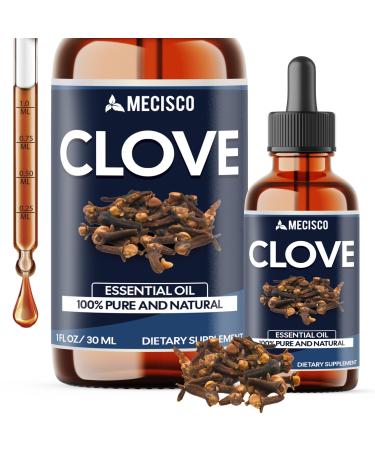 Mecisco Clove Essential Oil Supplement for Toothache Oral Care Skin & Hair Clove Oil Organic 1 FL Oz - 30 ml