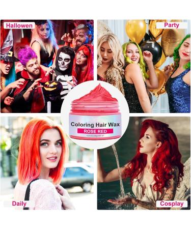 Rose Red Hair Wax Crazy Rose Red Hair Color Spray Temporary Wash-off Semi-permanent Hair Dye Wax One-time Hair Dye without Hurting Hair DIY Hair Styling Dye for Party Halloween &Christmas&Cosplay - Buy Online on GoSupps.com