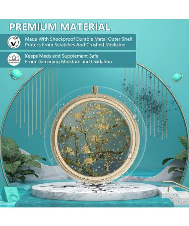 Vangog Art Retro Pill Box with Mirror | 2-Piece Compact Bronze Pill Container for Vitamins Fish Oil & Supplements | Perfect Travel Gift - Buy Online on GoSupps.com