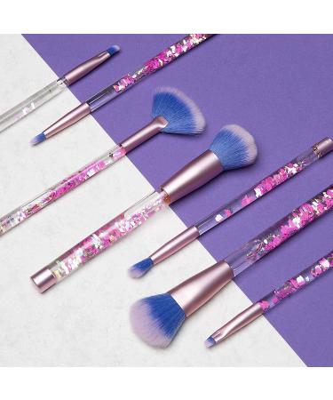 Aquarius Cosmic MakeUp Brush Set Liquid Glitter Handle Foundation Powder Eyeshadow & MultiPurpose Soft Bristles Professional & Beginners MakeUp Tools (Pink with Purple Brush) - Buy Online on GoSupps.com