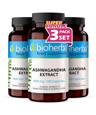 Ashwagandha G lules 300 G lules 400 mg par G lule avec Vitamine B6 Hautement Dos e jusqu 1600 mg par jour BIOHERBA