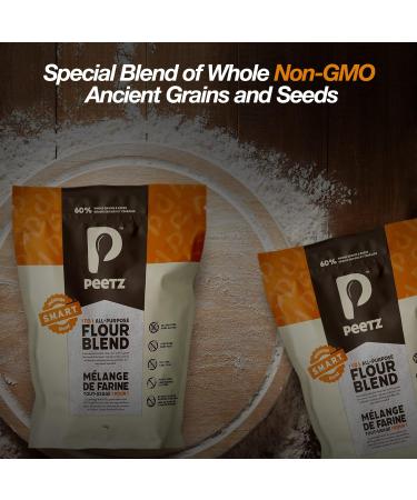 Peetz S.M.A.R.T. Blend 60% Superfoods & Ancient Whole Grains | Allergen-free |Gluten-Free Low-Starch | All-Purpose Flour | One-To-One | Easy-to-use blend for Bread Pizza Pasta Cookies Cakes muffins | Healthier more nutritious Options | High in vitamins &  - Buy Online on GoSupps.com