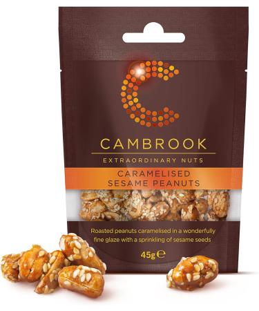 Cambrook Caramelised Sesame Peanuts 45g Bag - Premium Quality Gluten-Free Vegetarian Nuts - Buy Online on GoSupps.com