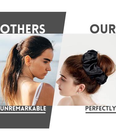 6 Pack Oversized Satin Hair Scrunchies - Large Silk Hair Bands for Women and Girls in Black - Buy Online on GoSupps.com
