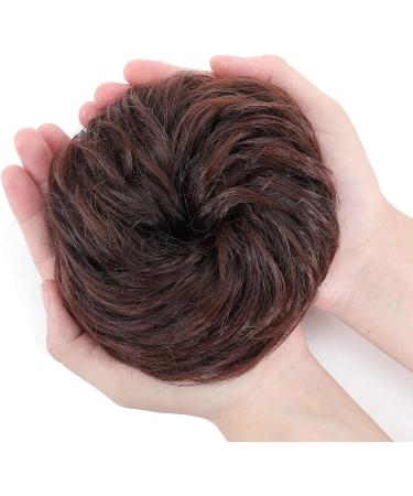 Thick Messy Curly Hair Scrunchie Bun Extension - Black to Dark Auburn | Synthetic Updo Hairpiece for Women & Girls - Buy Online on GoSupps.com