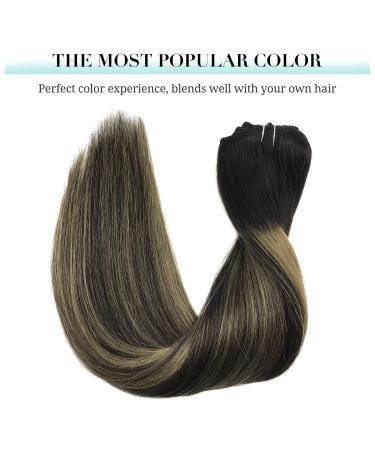 Doores 30cm Clip-In Real Hair Extensions - Balayage Natural Black to Light Blonde 80g 7 Pieces - Remy Straight Hair #1B/16/1B - Buy Online on GoSupps.com