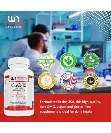 CoQ10 200mg Capsules - Antioxidant Supplement for Heart Health & Energy | 60 Count - Buy Online on GoSupps.com