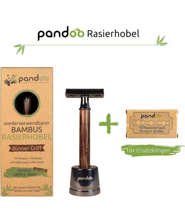 Pandoo Razor Plane with Bamboo Handle | Zero-Waste Safety Razor for Men & Women | Closed Comb Plastic-Free + eBook & 10 Thin Handle Blades - Buy Online on GoSupps.com