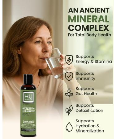 Humineral Fulvic Acid Trace Minerals Drops for Water - Raw Liquid Ionic Minerals with Humic Acid & Electrolytes - Energy Immune & Gut Support Detox - Vegan Plant-Based Concentrate - 8 oz - Buy Online on GoSupps.com