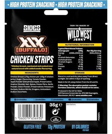  SIDES Sides - Box of 9 x 35g packs - Chipotle Korean BBQ Beef Steak & Buffalo Chicken Strips XIX - Protein-Rich Dried Meat Snack - Buy Online on GoSupps.com
