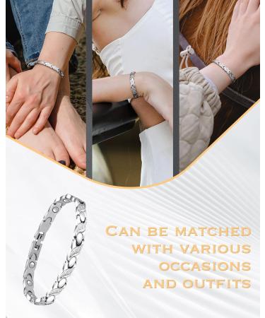 Shop Jeracol Magnetic Arm Band & Rings for Women - Titanium Steel Bracelets & Adjustable Copper Love Heart Ring - Perfect Gift in C-Silver - Buy Online on GoSupps.com