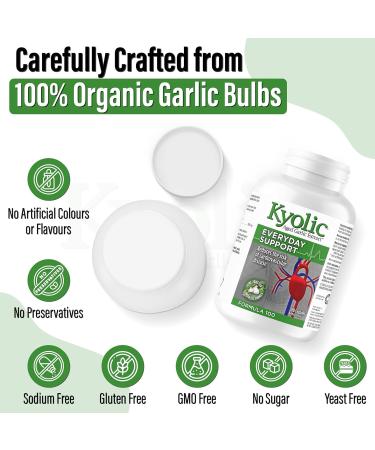 Kyolic - Aged Garlic Extract Supplements - Formula 100 Everyday Support 300mg 180 Capsules - Odorless Garlic Pills - Supports Overall Wellness Unflavored 180 count (Pack of 1) - Buy Online on GoSupps.com