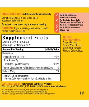 Nature Made Maximum Strength Vitamin C Gummies 1000mg - 80 Gummies (20 Day Supply) - Buy Online on GoSupps.com