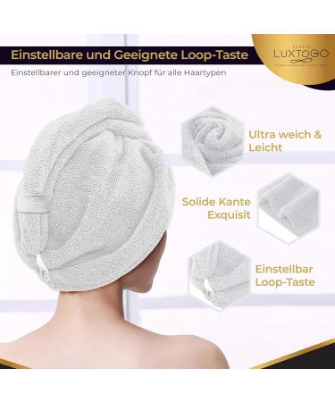 LUXTOGO Fast Dry Hair Towel Turban - 100% Cotton Super Absorbent High-Quality 2-Pack (White & Red) | Buy Now for Quick Drying! - Buy Online on GoSupps.com