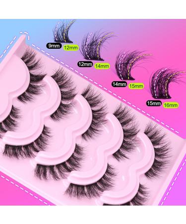 Wiwoseo Lash Extension Kit - Fluffy 18MM Mink Eyelashes & Bond | 5 Pairs D Curly Faux Mink Lashes - Buy Online on GoSupps.com