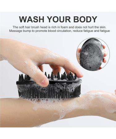 2pcs Upgrade Silicone Body Scrubber Set - Exfoliating Body Brush, More Hygienic & Lathers Well - Black & Purple - Buy Online on GoSupps.com