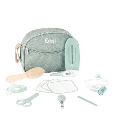 Babymoov Eco-friendly Baby Grooming Kit Made of Recycled Polyester 10 Baby Care Essentials Including Wooden Brush Reusable Cotton Wipes Digital Thermometer Bath Thermometer Green Eco design - Buy Online on GoSupps.com